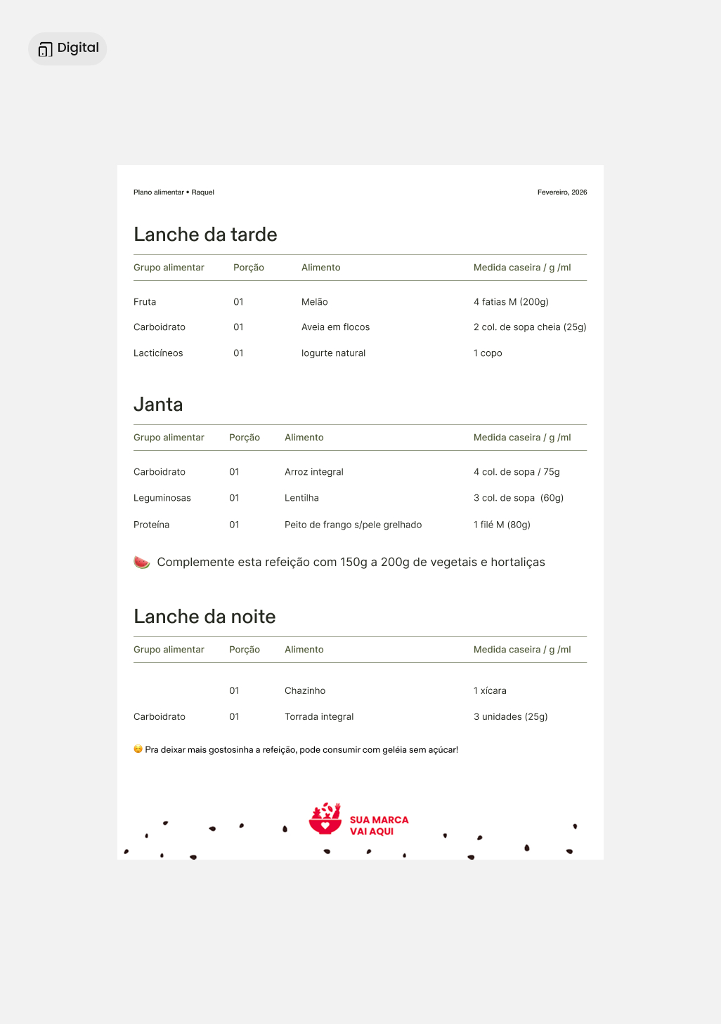 Capa de Plano Alimentar • Melancia Fresh